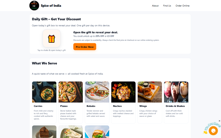 Spice Of India Dalgety Bay website screenshot