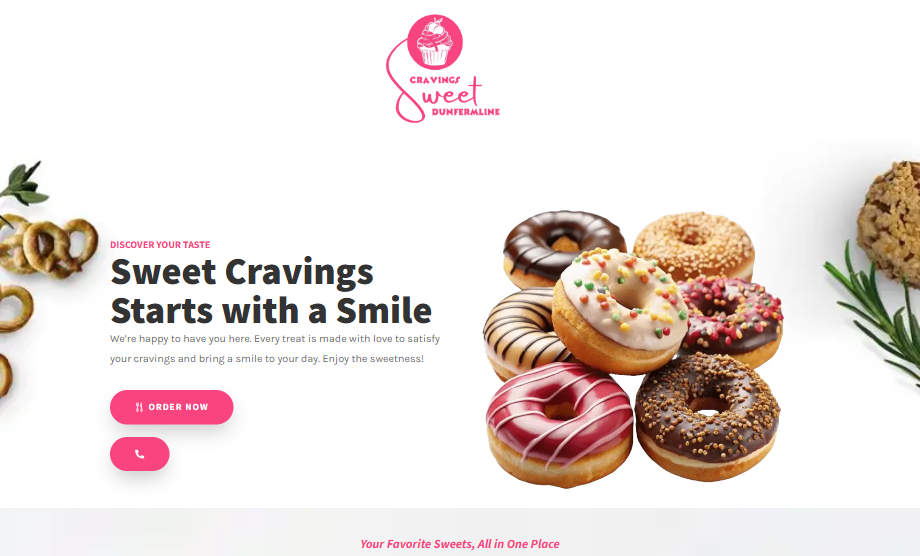 Sweet Cravings Dunfermline website screenshot