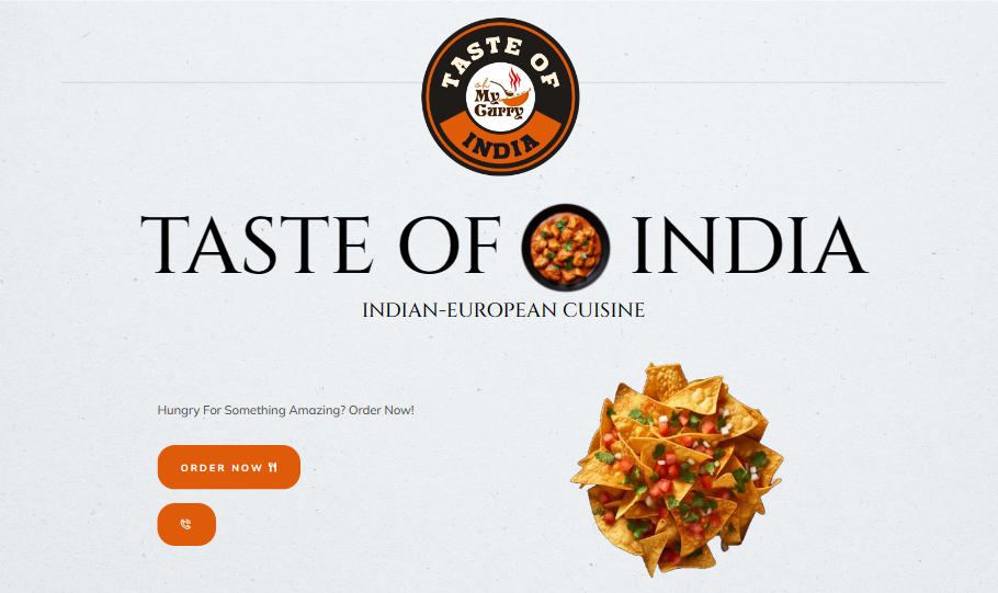 Taste Of India website screenshot